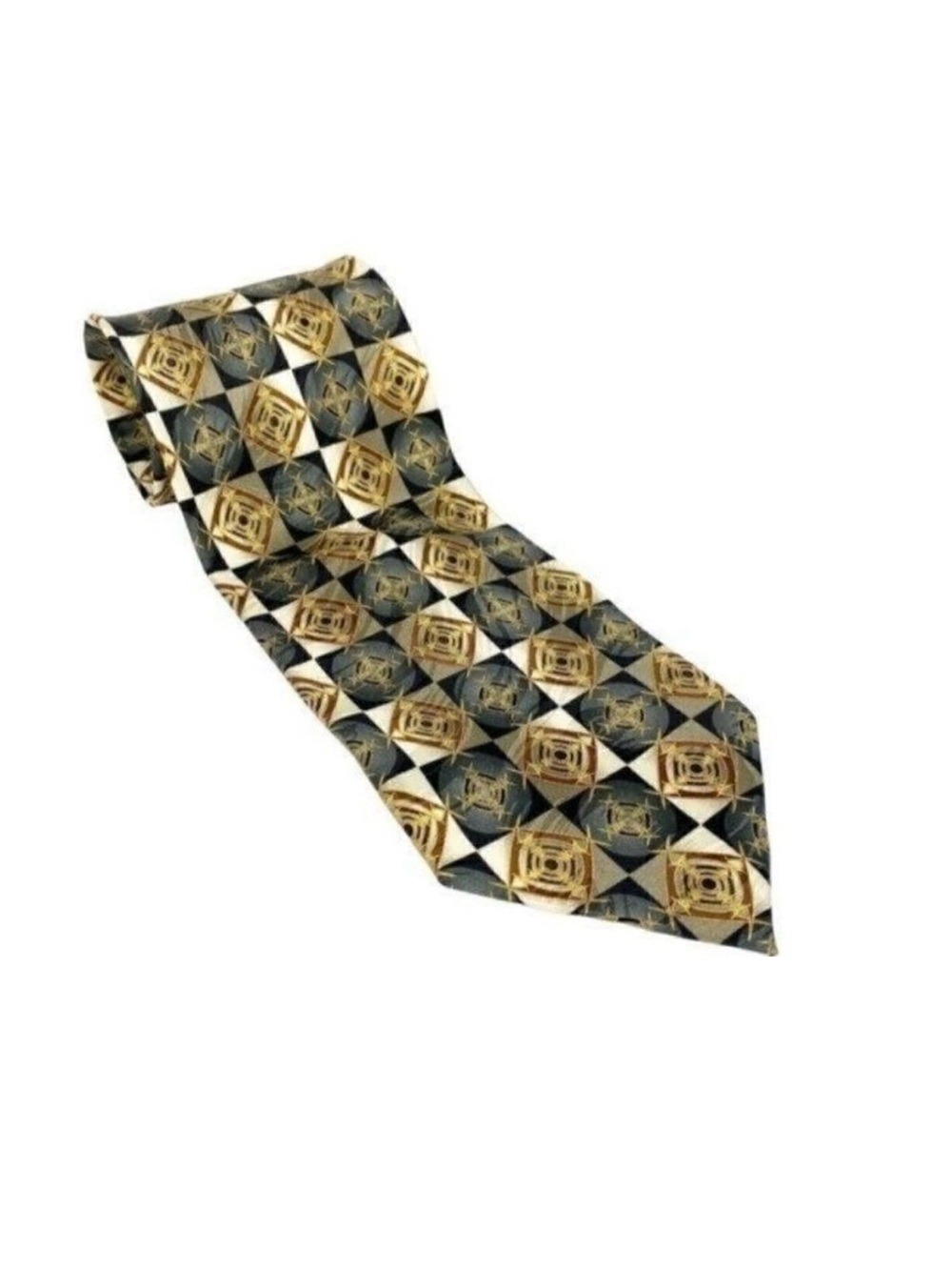 HANDMADE Geometric Silk Necktie - PEACOCK 100% Tie